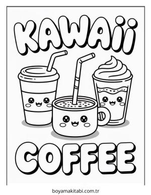 Kahve boyama sayfası – çocuk aktivitesi, PDF indir