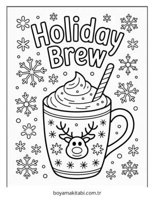 Kahve boyama sayfası – çocuk aktivitesi, PDF indir