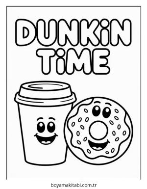 Kahve boyama sayfası – PDF indir, sevimli karakter