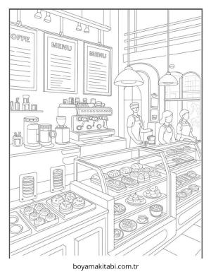 Kahve boyama sayfası – boyama etkinliği, çocuk aktivitesi