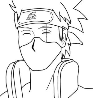 Kakashi Hatake boyama sayfası,  coloring page, Kakashi’nin Yüzü Gülümsüyor, 