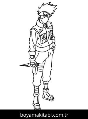Kakashi Hatake boyama sayfası – çizgi film temalı, basit çizim