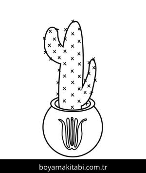 Kaktüs boyama sayfası – çocuk aktivitesi, PDF indir