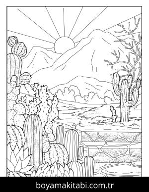 Kaktüs boyama sayfası – boyama çalışması, yaratıcılığı geliştirir