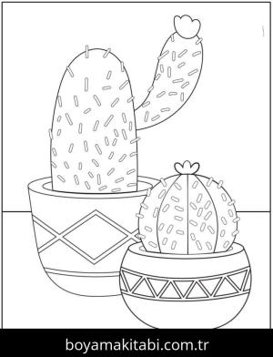 Kaktüs boyama sayfası – PDF indir, sevimli karakter