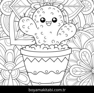 Kaktüs boyama sayfası – kolay boyama, eğitici aktivite