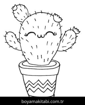 Kaktüs boyama sayfası – basit çizim, kolay boyama