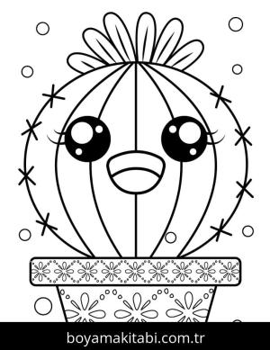 Kaktüs boyama sayfası – PDF indir, sevimli karakter