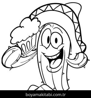 Kaktüs boyama sayfası – kolay boyama, eğitici aktivite