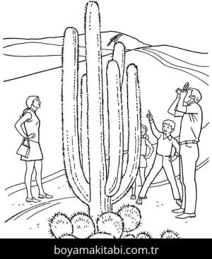 Kaktüs boyama sayfası – sevimli karakter, sanatsal çalışma