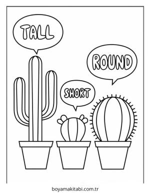 Kaktüs boyama sayfası – PDF indir, sevimli karakter