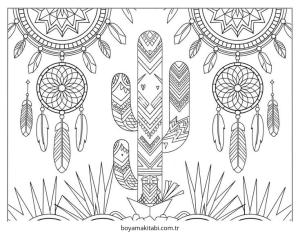 Kaktüs boyama sayfası – basit çizim, kolay boyama