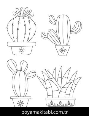 Kaktüs boyama sayfası – çocuk aktivitesi, PDF indir