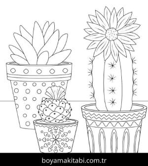 Kaktüs boyama sayfası – sevimli karakter, sanatsal çalışma