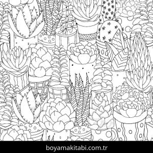 Kaktüs boyama sayfası – PDF indir, sevimli karakter
