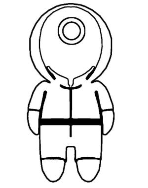 Kalamar Oyunu (Squid Game) boyama sayfası,  coloring page, Yuvarlak Kızıl Muhafız Üniforma Chibi, 