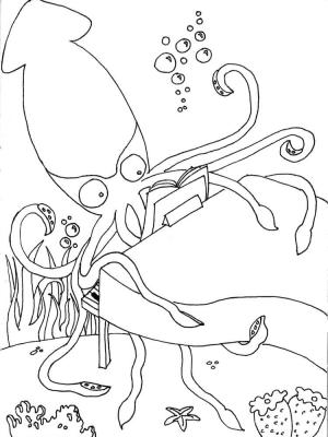 Kalamar boyama sayfası,  coloring page, Karikatür Kalamar, 