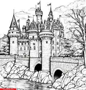 Kale boyama sayfası, Castle coloring page, , 