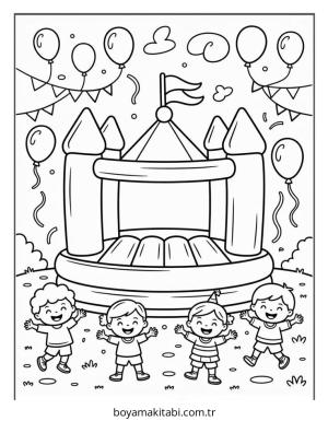 Kale boyama sayfası – çizgi film temalı, basit çizim