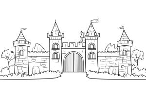 Kale boyama sayfası, Castle coloring page, Kale çizimi ücretsiz, 