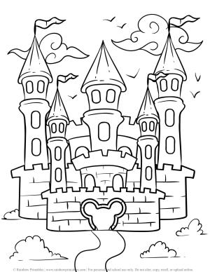 Kale boyama sayfası, Castle coloring page, Kolay Disney Kalesi, 