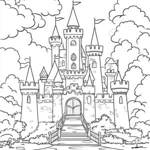 Kale boyama sayfası, Castle coloring page, Kale resmi çiz ücretsiz, 