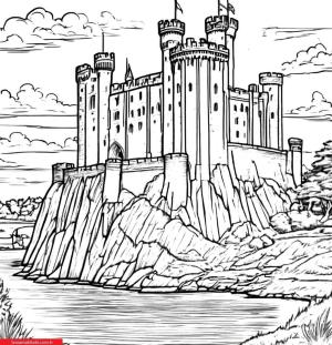 Kale boyama sayfası, Castle coloring page, , 