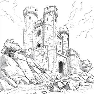 Kale boyama sayfası, Castle coloring page, Kale çizimi kolay, 