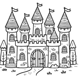 Kale boyama sayfası, Castle coloring page, Kale Çizimi 1, 