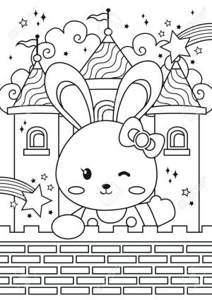 Kale boyama sayfası, Castle coloring page, Kaledeki Tavşan, 