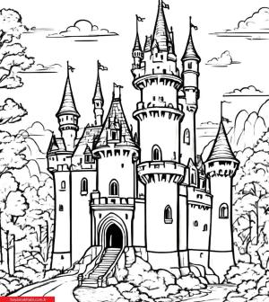 Kale boyama sayfası, Castle coloring page, , 