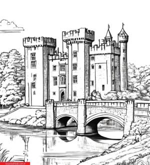 Kale boyama sayfası, Castle coloring page, , 