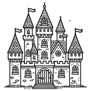 Kale boyama sayfası, Castle coloring page, Kale Çizimi 2, 