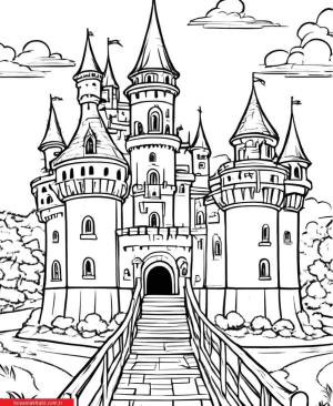 Kale boyama sayfası, Castle coloring page, , 