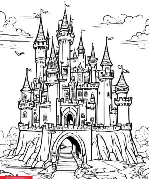 Kale boyama sayfası, Castle coloring page, , 