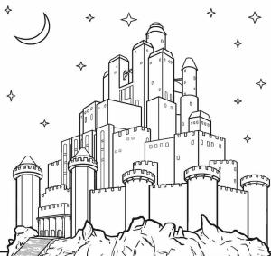 Kale boyama sayfası, Castle coloring page, Gece Kale, 