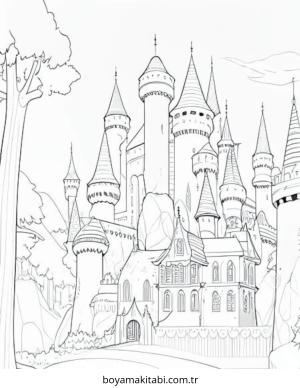 Kale boyama sayfası – sevimli karakter, sanatsal çalışma