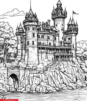 Kale boyama sayfası, Castle coloring page, , 