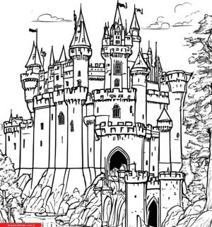 Kale boyama sayfası, Castle coloring page, , 