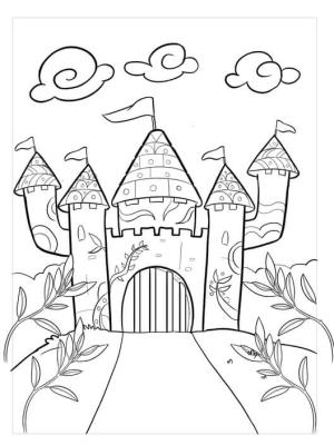 Kale boyama sayfası, Castle coloring page, Soyut Kale, 