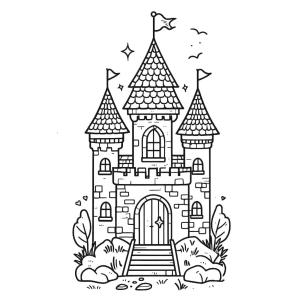 Kale boyama sayfası, Castle coloring page, Kale çizimi temel, 