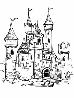 Kale boyama sayfası, Castle coloring page, Kale çizimi çok güzel, 