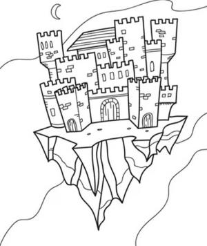 Kale boyama sayfası, Castle coloring page, Kale Uçan, 