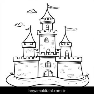 Kale boyama sayfası – çizgi film temalı, basit çizim