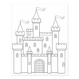 Kale boyama sayfası, Castle coloring page, Peri Masalı Ortaçağ Kraliyet Kalesi, 