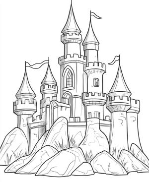 Kale boyama sayfası, Castle coloring page, Kale çiz temel ücretsiz, 