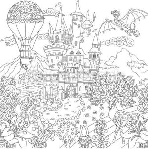 Kale boyama sayfası, Castle coloring page, Masal Kalesi 1, 