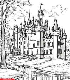 Kale boyama sayfası, Castle coloring page, , 