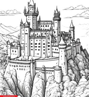 Kale boyama sayfası, Castle coloring page, , 