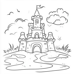 Kale boyama sayfası, Castle coloring page, Kale harika çizin, 